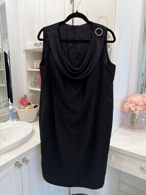 Black Draped Neck Sleeveless Cocktail Dress